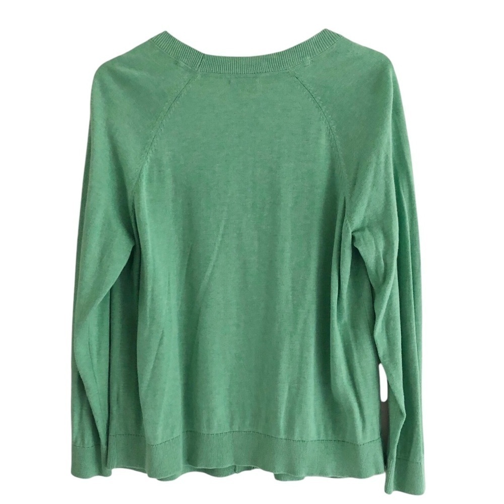 J. Jill Cardigan Organic Cotton Green V-Neck Sweater Large - Picture 4 of 11